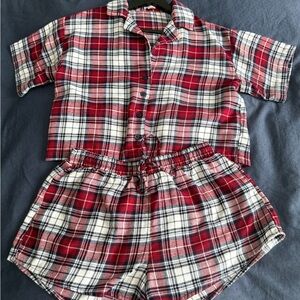 Garage Kids Plaid Pajama Set - Red and White